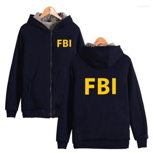 Erkek Hoodies Kış Moda Fermuarı Erkekler Kadın Ceketleri FBI Baskı Uzun Kollu Kalın Polar Zip Up Unisex Hoodie Sweatshirts Üstler