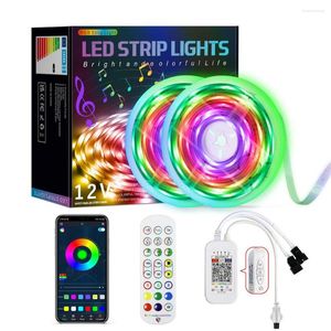 Şeritler Bluetooth Fita LED Strip RGB Işıkları Oda Mural Chambre Esnek Şerit Işık LUZ LEDS BANDE APP MÜZİK KONTROLER