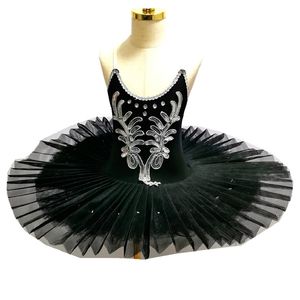Dans kıyafetleri siyah bale tutu etek Çocuk kuğu göl kostümleri çocuklar göbek dans giyim sahne performans elbisesi 221007