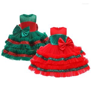 Kız elbiseler Noel hediyesi kızlar giyinmiş kaliteli kolsuz büyük yay küçük prenses parti doğum günü çocuk kıyafetleri 1 2 3 4 5 yıl