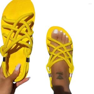 Sandals Women Summer Summer Flat Apen Toe 2022 Moda Solid Color Plus Size Outdoor Beach Sandalias de Mujer Sapatos para 43