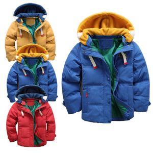 Вниз пальто с низкой ценой оптом 3 8 лет Kid Fashion Winter Kids Kide Hood Hood Cotton Padded Jacket Толстая переход 221007