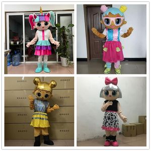 Розовый детский синий детский костюм-талисман, костюм мультяшной куклы, персонаж на день рождения, нарядное платье, маска, одежда для вечеринок и мероприятий
