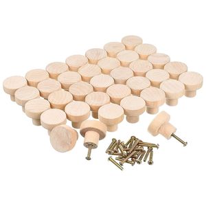 Handles Pulls 35x25mm 122036pcs Wood Round Pull Knobs Natural Wooden Cabinet Drawer Wardrobe Cupboard Shoebox Home Accessory 221007