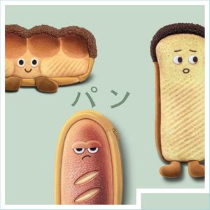 Карандашные чехлы эмоциональный хлеб пакет милый мультипликационный тост японский забавный творческий студенческий подарок канцелярских товаров подарки унисекс.