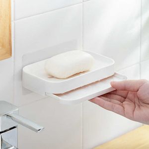Yaratıcı tuvalet sihirli macun drenaj sabun tabak raf banyo yok yumruk duvar sabun kutusu beyaz yemekler