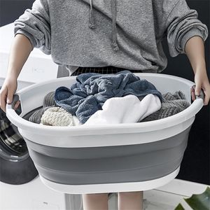 Bathroom Sinks Folding Plastic Bucket Home Bathroom Products Large Laundry Basket Clothes Storage Bucket Camping Outdoor Travel Portable Bucket 221008