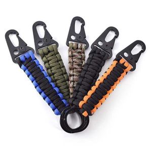 Paracord Rope Keychain Outdoor Camping Survival Kit Military Parachute Cord Emergency Knot Key Chain Ring Camping Carabiner