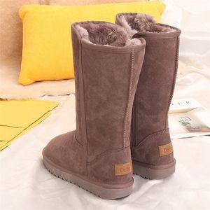 Boots Women Classic Ladies Girls Winter Snow 2023 Waterproof Warm Genuine Leather Fur Australia Plus Velvet Knee High 221007