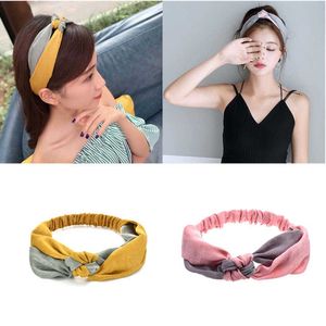 Обороды Fashion Women Girls Girls Bohemian Hair Bands Color Satching Headsds Vintage Cross Turban Bandage Bandanas Accessories T221007