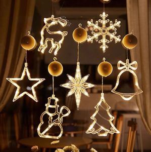 Noel Işıkları Kar Tanesi Snowflake Noel Baba Bell Led Sucker Lights Xmas Garland Yeni Yıl Partisi Tedarik Ev Dekor