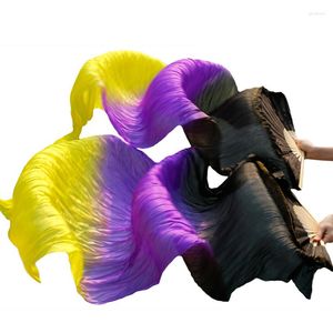 Сцена износ 1 Пара высококачественных вентиляторов Silk Fean Dance Dance Fan Real Silk/Imation Accessy Assessy Demdemade Dyed Veils
