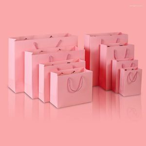 Hediye Sargısı 2022 Kraft Kağıt Torba Pembe Renk Beyaz Kart Ağırlık Butik Paketleme Mağaza Giysileri Düğün Noel Malzemeleri