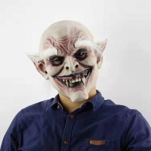 Parti Maskeleri Cadılar Bayramı Beyaz Kaşlı Demon Korku Şeytan Maskesi Beyaz Saçlı Hayalet Perili Ev Giydirme Dersler Lateks Headgear Yüz Kapağı