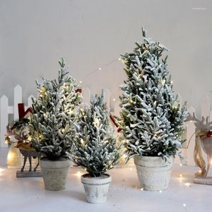 Noel dekorasyonları 40cm minyatür ağaç küçük yapay sisal kar manzarası mimarlık ağaçları el sanatları masa üstü dekor