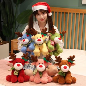 Güzel 32cm Noel Elk Peluş Oyuncaklar Doldurulmuş Yumuşak Geyik Hediye Bebek Çocuklar Çocuklar için Noel Dekorasyon Süsleri