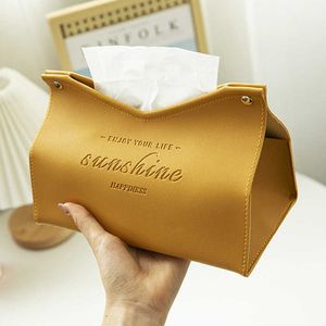 Tissue Boxes Napkins Leather Car Home Living Room Decoration Bedroom Kitchen Desktop Nordic Large Storage Napkin Holder 221008