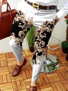 Retro Desen Baskı Pantolon Erkekler İş Rahat Pantolon Düz Uzun Erkek İlkbahar Sonbahar Moda Streetwear