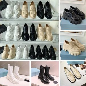 Desinger Sıradan Ayakkabı Kadın Monolith Loafers Çikolata Loafer Parlak Deri Ayakkabı Kauçuk Kalın Dip Spor ayakkabılar Klasik Tıknaz Yuvarlak Kafa Eğitmenleri