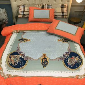 Lüks turuncu kral tasarımcı yatak takımları pamuklu altın at baskılı kraliçe nevresim nevresim yastık yastık yastık kılıfları yorgan seti 2024 ünlü markalar trendy
