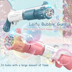 Yenilik Oyunları 10 Delik Elektrik Kabarcık Tüfek Tabancası Gatling Bubble Tabanca Makinesi Sabun Kabarcıkları Banyo için Sihirli Kabarcık Çocuklar İçin Açık Hava Oyuncakları 221010