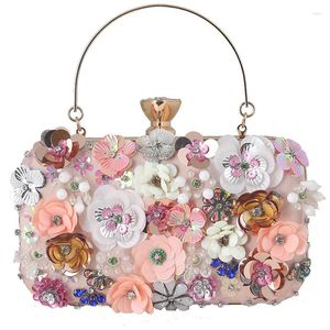 Akşam çantaları renkli çiçekler cüzdan lüks kadınlar çanta düğün partisi çanta boncuklu kavramalar kristal cüzdan toptan damla