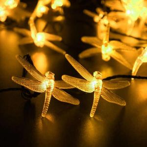Strings Solar Christmas Lights 2.2m 20 LED RAGONFLY Fairy String para decorações de festa de Natal Lâmpada ao ar livre 30