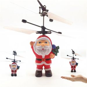 Светодиодные игрушки индуктивные мини -RC Drone Рождество в индукционном самолете Санта -Клаус для детей рождественские подарки c98