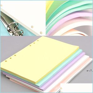 Бумажные продукты 40 листов 5 цветов A6 Loose Leaf Product Solid Color Notebook Refill Spiral Binder Inside Page Pranner Внутренний наполнитель p dhh4o