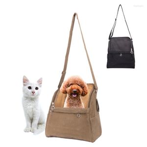 Köpek araba koltuğu portatif seyahat taşıyıcı çantası basit stil küçük köpekler için kahverengi nefes alabilir marka yüksek kaliteli lüks taşıyıcılar
