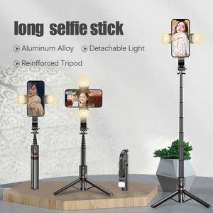 Selfie Monopods COOL DIER New Aluminum Wireless Selfie Stick Bluetooth Remote Shutter Monopod phone tripod With Fill light For live broadcast T221012