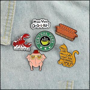 Штифты броши индивидуализированные BK Marine Organism Emale Pins Cartoon Cite Lobster Shark Jellyfish Hippocampus Pin