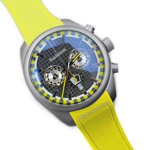 Macao Special Edition Мужские часы VK63 Хронограф Кварцевый механизм Стальной корпус Ограниченная серия Желтый волокнистый циферблат Кожаный ремешок Мужские наручные часы