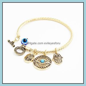 Charm-Armbänder, Symbol, böser Blick, Charm-Armbänder für Frauen und Mädchen, türkisches Glück, blaue Augen, Fatima-Hand-Armband, modischer Armreif, Schmuck Dhgjo