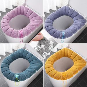 Toilet Seat Covers Warm Mat Winter Bathroom Pad Cushion With Handle Thicker Soft Washable Closestool Warmer Accessories