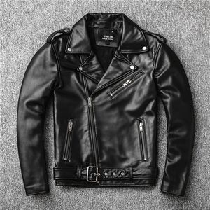Мужская кожаная искусственная классика Perfecto Motorcle Motorcle Leather 100 Natural Sheepskin Black Подлинное пальто Slim Moto 221012