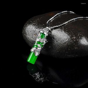 Kolye Kolyeleri Doğal Yeşil Hetian Jade 925 Gümüş Kolye Çin Jadeite Muska Moda Takı Hediyeleri Kadınlar için