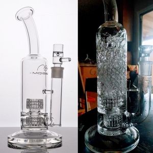 Mobius Glass Bongs Double Stereo Matrix Perc Hookahs Thick Dab Rig Water Pipes 18.8mm Joint Heavy Base Fab Egg Recycler Smoking Shisha