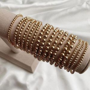 Pulseira de miçangas douradas de 6 mm, 8 mm e 10 mm, para mulheres, declaração da moda, grandes, redondas, frisadas, feitas à mão, 3 pçs/conjunto, joias da moda