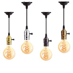 Kolye lambaları Nordic Retro Lights Alüminyum Kabuk Edison Vidalı Ampul Lamba Taban E26 E27 Minimalist Oda Işık Vintage Metal Asma