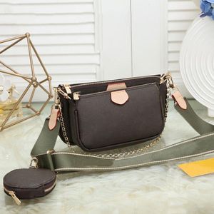 Çanta Debriyaj Tasarımcısı Çoklu Pochette Accessoires 3 Parça Set Debriyaj Akşam Çantası Deri İki Çıkarılabilir Torbalar Ayarlanabilir Kayış Zinciri