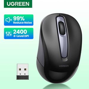 Mice UGREEN Mouse Wireless Ergonomic Shape Silent Click 2400 DPI For MacBook Tablet Computer Laptop PC Mice Quiet 2.4G Wireless Mouse T221018