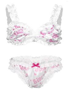 UNDUPTS MENS SISSY LINGERIE SET ERKEKLER YAPILIKLI TAKIM BİLGİLERİ ÇÜRÜLÜ SÜCÜ TOP VE Pembe Bikini Eşcinsel Erkek Panties