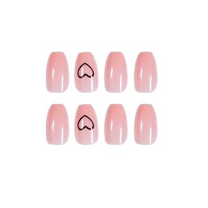Мода обнаженная розовая набор для фальшивых ногтей с клей 24 кусочки съемные водонепроницаемые ногти длинные полные кончики ногтей с полной крышкой