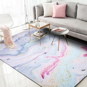 Teppiche im nordischen Stil, weicher Teppich, modern, abstrakt, rosa, grau, goldfarben, Kurvenmuster, Kristallsamt, für Wohnzimmer, Schlafzimmer, Teppiche