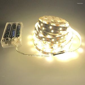 Gece Işıkları 3 Pil Powered LED Strip Water geçirmez 3528 60LEDS/m 50cm 1m 2m 3m 4m 5m bant kutu sıcak/soğuk beyaz