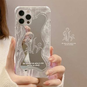 Модное 3D Цветочное зеркало телефона Тульпов дизайнеры Lady Shell для iPhone 14 Pro Max Plus iPhone14 13 12 11 7 8 Mini x XR XS Shock -Reseection