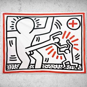 Halılar Keith Haring Graffiti arka plan Yatak odası kiralık evde asılı kumaş İnternet ünlüler yurdu duvar bezi 1,1 x 1,5 m