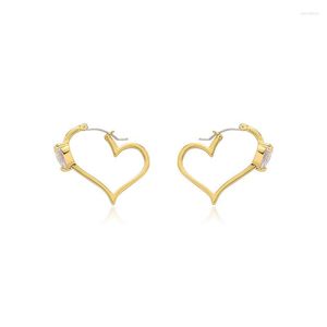 Серьги обруча Hiphop Cz Stone for Women Brand Jewelry Charms Big Hollow Сердца Серьки Сервица Свадебная Девушка Бринкос