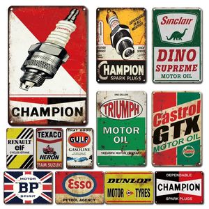 Shabby Chic Motor Öl Metall Malerei Poster Blechschild Vintage Racing Team Aufkleber Schild Schild Retro Werkstatt Auto Motorrad Garage Wanddekoration Plakette Aufkleber